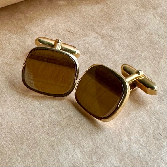 Tiger’s eye men’s cufflinks - Picture 3 of 3